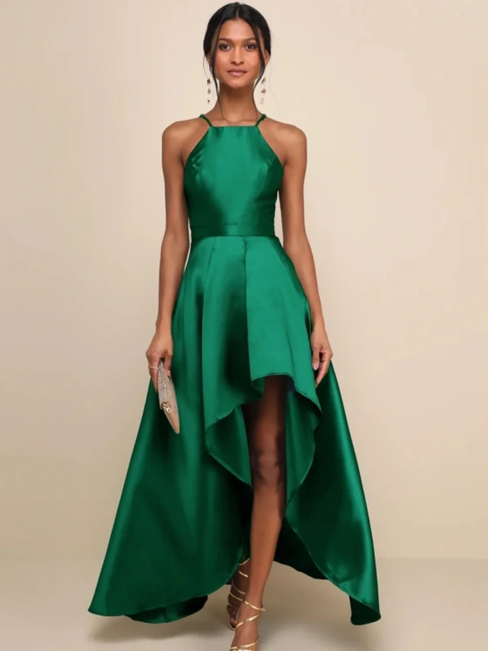 lulus green halter dress Lulus | Green Floral Satin Halter Maxi Dress | Womens | Large (Available in XXL, XS, M, XL)